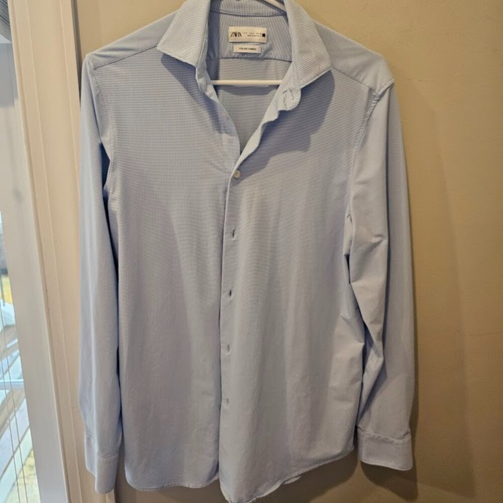 Men's Zara Light Blue Comfort Stretch Button Down Shirt